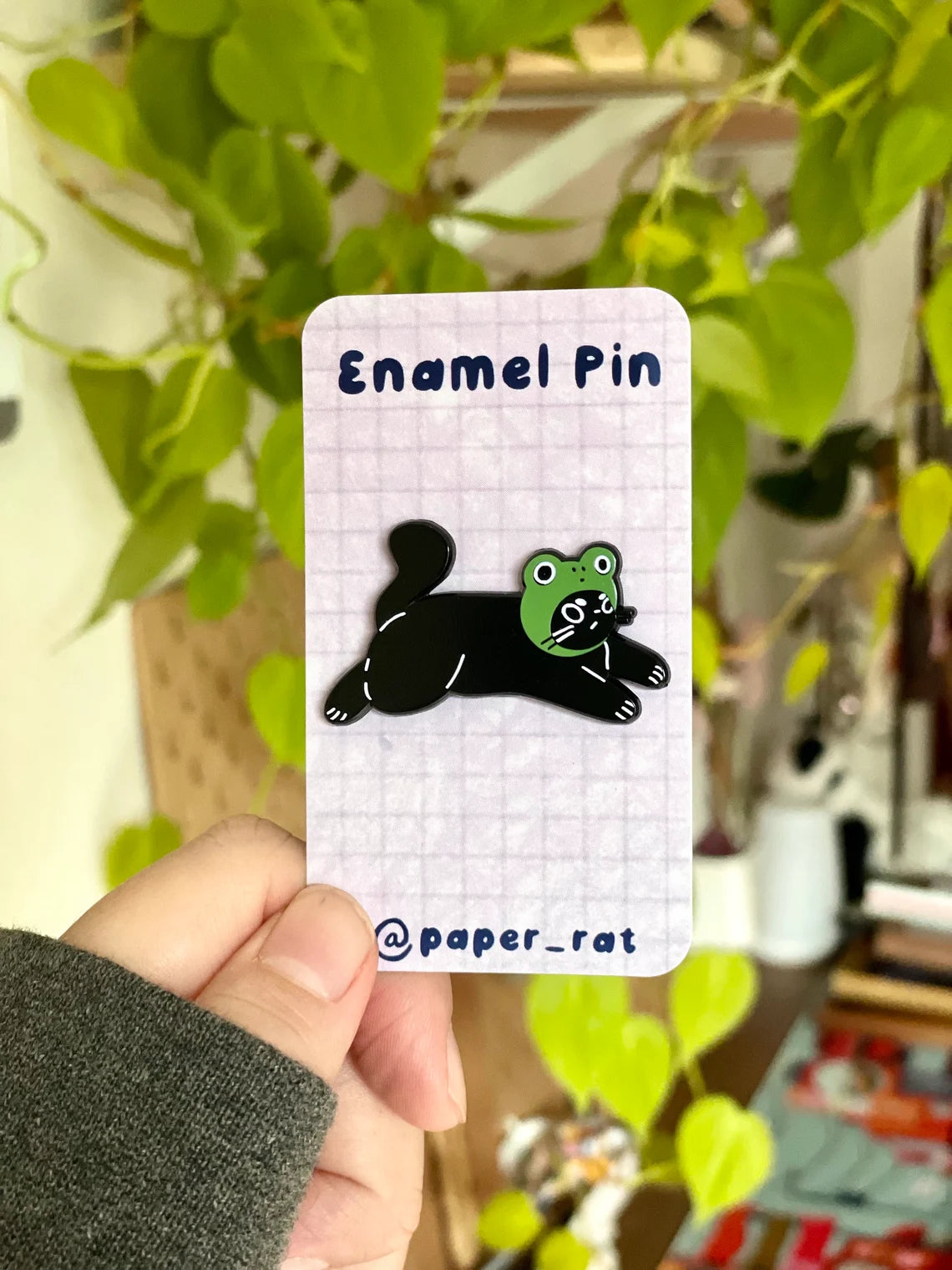 Cat in Frog Hat Enamel Pin