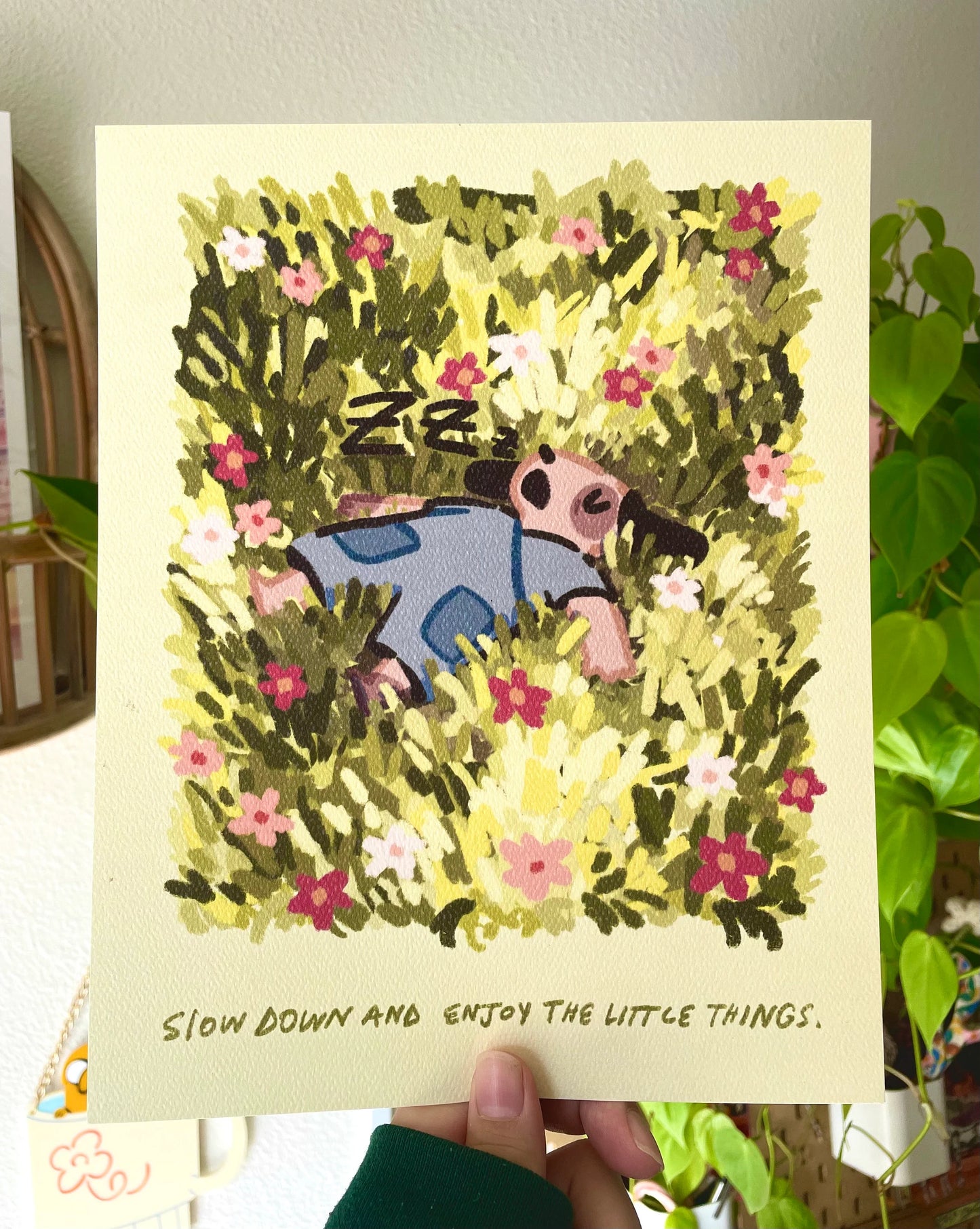 Snoozing Pup Art Print 8x10