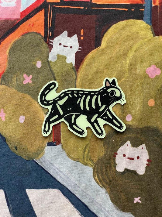 Skelligato Cat Sticker | Glow in the Dark