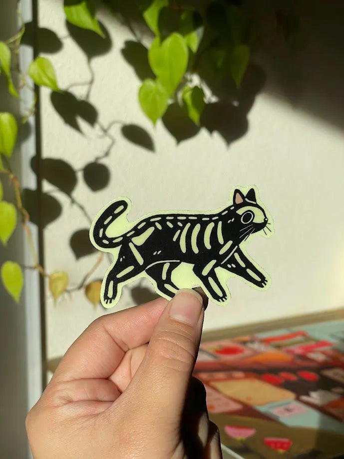 Skelligato Cat Sticker | Glow in the Dark