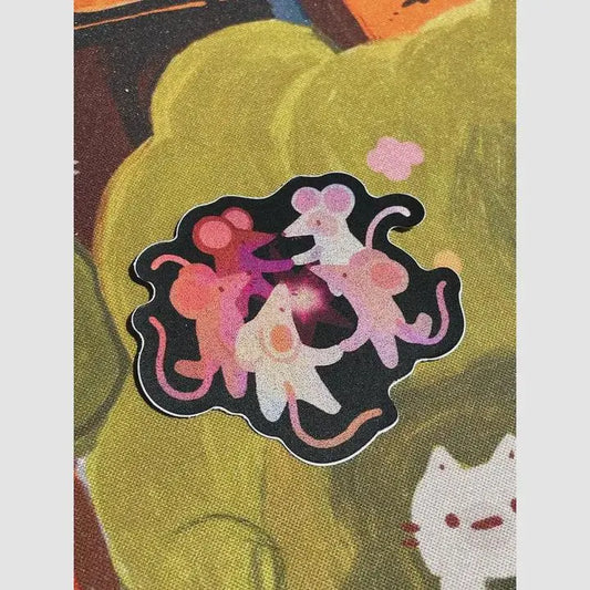 Mice Gathering Matte Holographic Weatherproof Vinyl Sticker